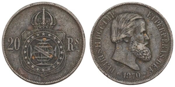 BRAZIL 20 reis 1870 VF