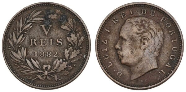 PORTUGAL 5 reis 1882 VF