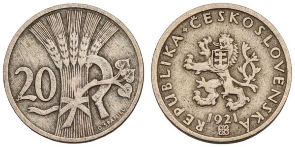 CZECHOSLOVAKIA 20 haleru 1921 VF