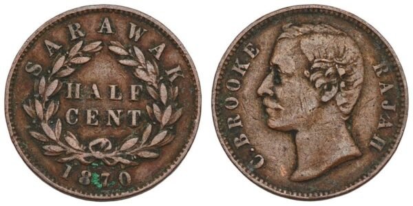 SARAWAK 1/2 cent 1870 VF