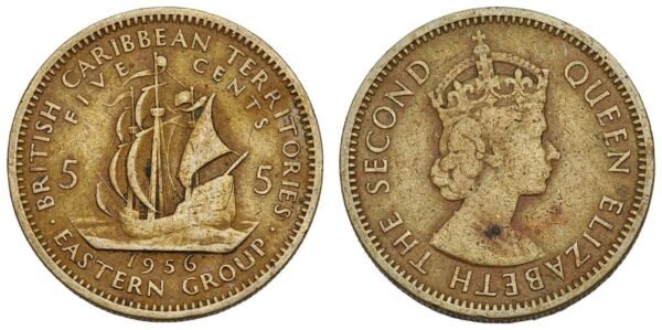 BRITISH CARIBBEAN TERRITORIES 5 cents 1956 VF