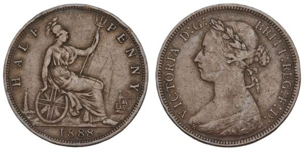 GREAT BRITAIN 1/2 penny 1888 VF