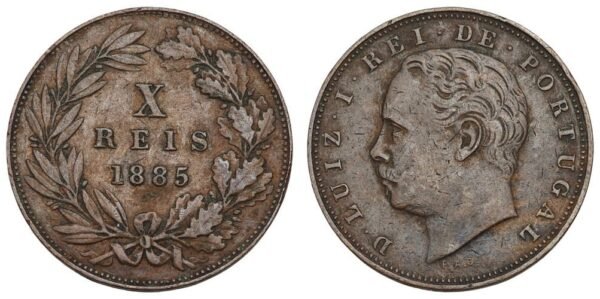 PORTUGAL 10 reis 1885 VF