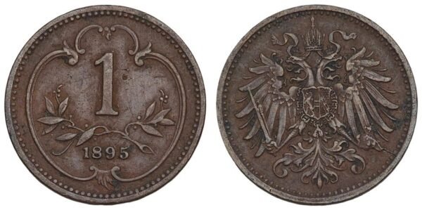 AUSTRIA 1 heller 1895 VF