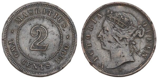 MAURITIUS 2 cents 1890 VF-