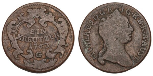 AUSTRIA 1 kreuzer 1763G VF-
