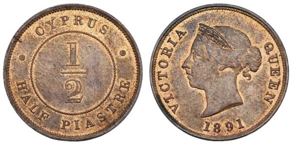 CYPRUS 1/2 piaster 1891 XF