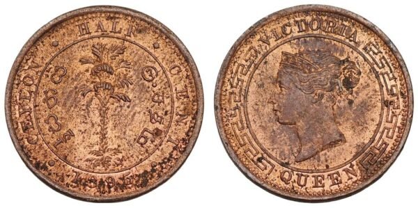 CEYLON 1/2 cent 1895 VF+