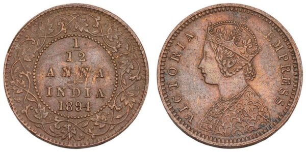 INDIA 1/12 anna 1894 / British / VF