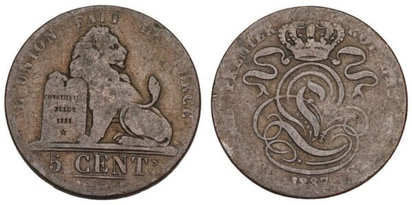BELGIUM 5 centimes 1837 F