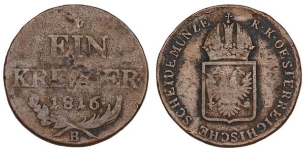 AUSTRIA 1 kreuzer 1816B F