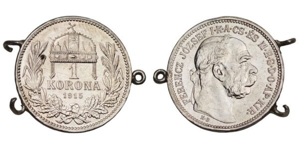 HUNGARY 1 korona 1915 / Silver / used as jewelry / VG
