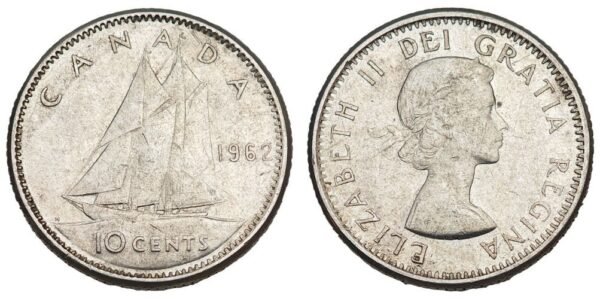 CANADA 10 cents 1962 / Silver / VF