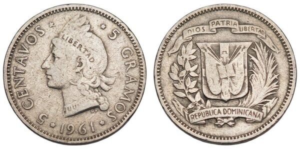 DOMINICAN REPUBLIC 5 centavos 1961 VF