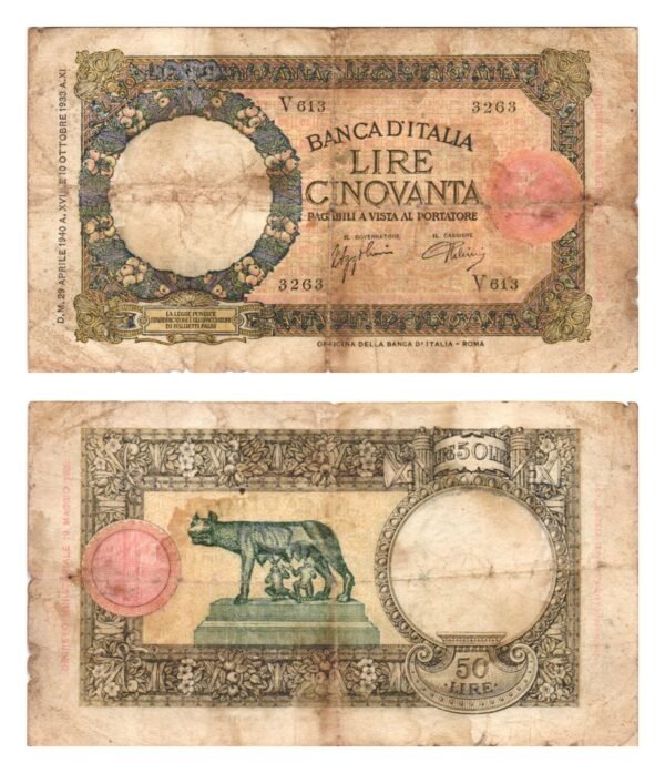 ITALY 50 lire 1940 F