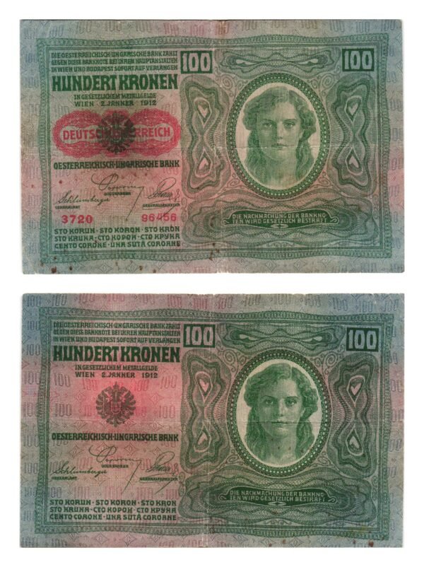 AUSTRIA 100 kronen ND(1919) / Deutschösterreich overprint / VF-