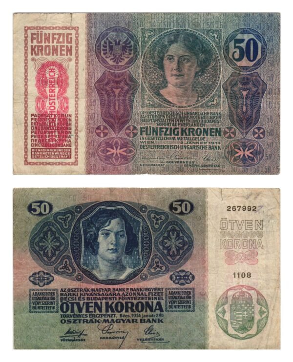 AUSTRIA 50 kronen ND(1919) / Deutschösterreich overprint / minor tear / VF-