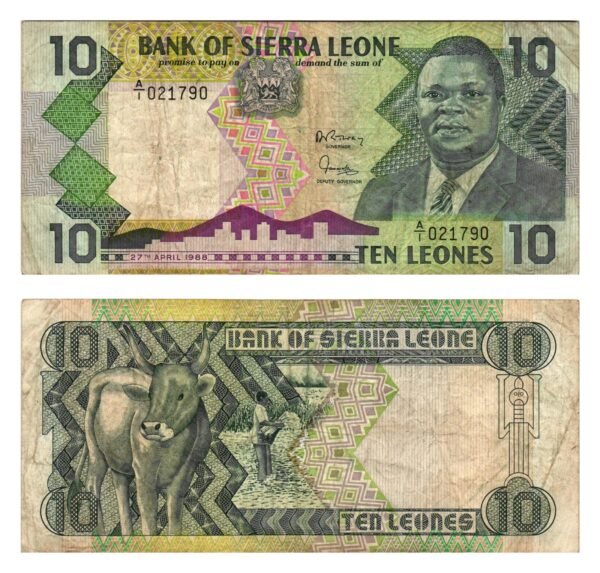 SIERRA LEONE 10 leones 1988 VF-