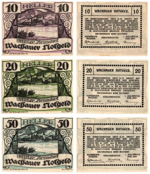 AUSTRIA Arnsdorf 1920 local banknotes lot / Notgeld / 3 pcs. UNC-