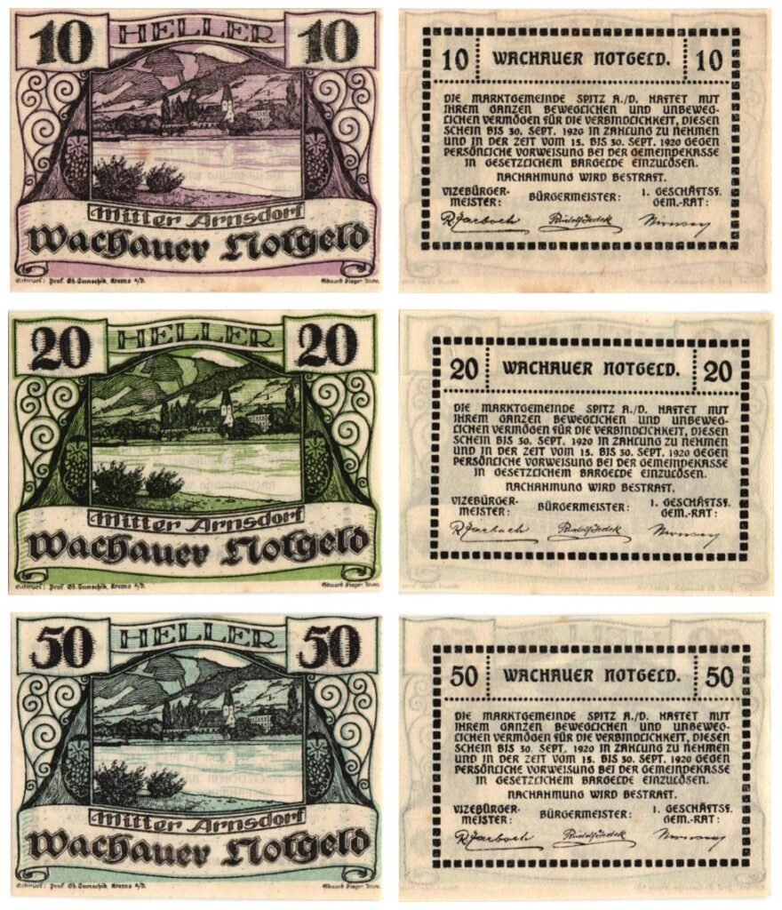 AUSTRIJA Arnsdorf 1920 lokalne novčanice lot / Notgeld / 3 kom. UNC-