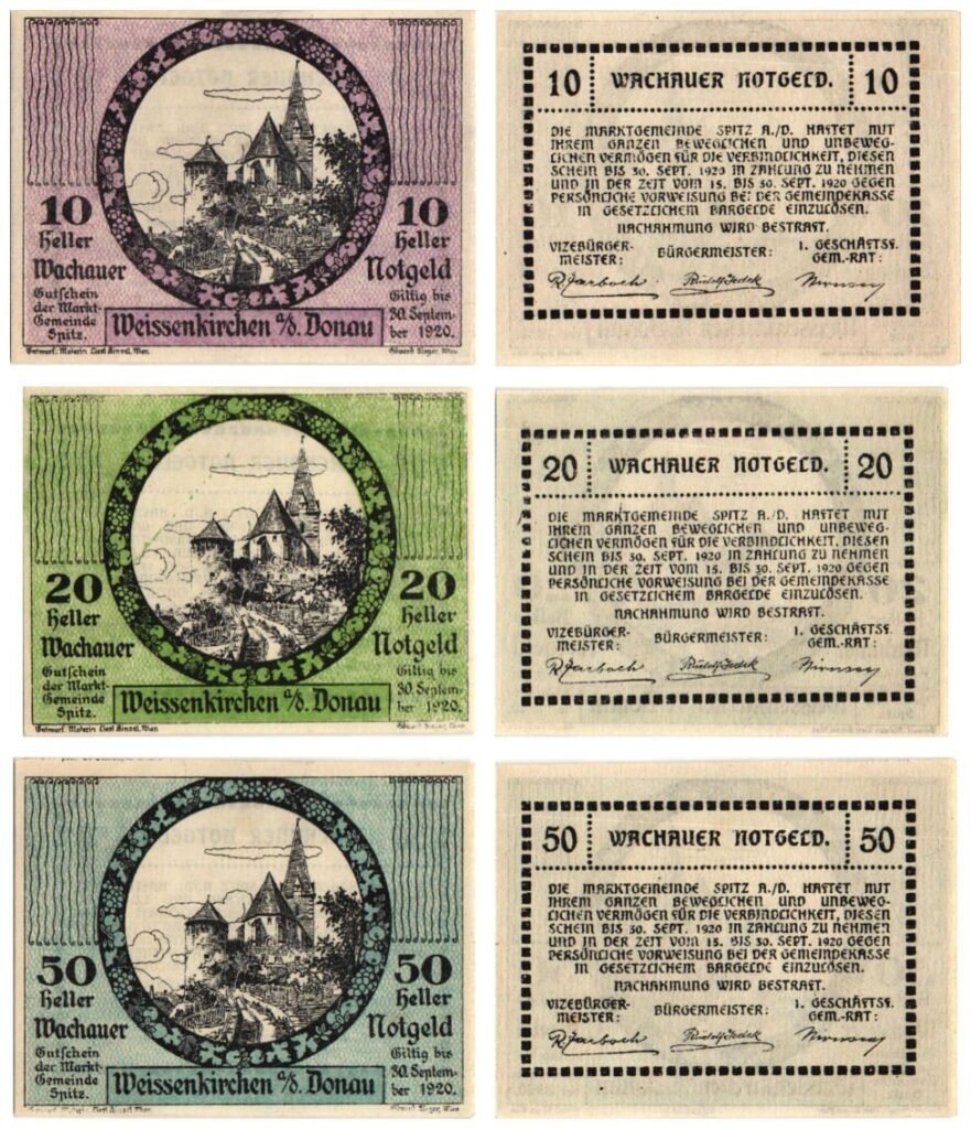 AUSTRIA Weissenkirchen 1920 local banknotes lot / Notgeld / 3 pcs. UNC