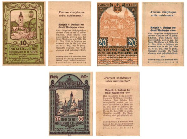 AUSTRIA Waidhofen an der Ybbs 1920 local banknotes lot / Notgeld / 3 pcs. UNC