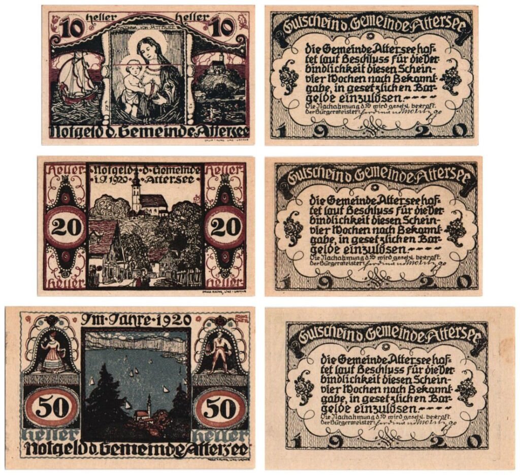 AUSTRIJA Attersee 1920 set lokalnih novčanica / Notgeld / 3 kom. UNC