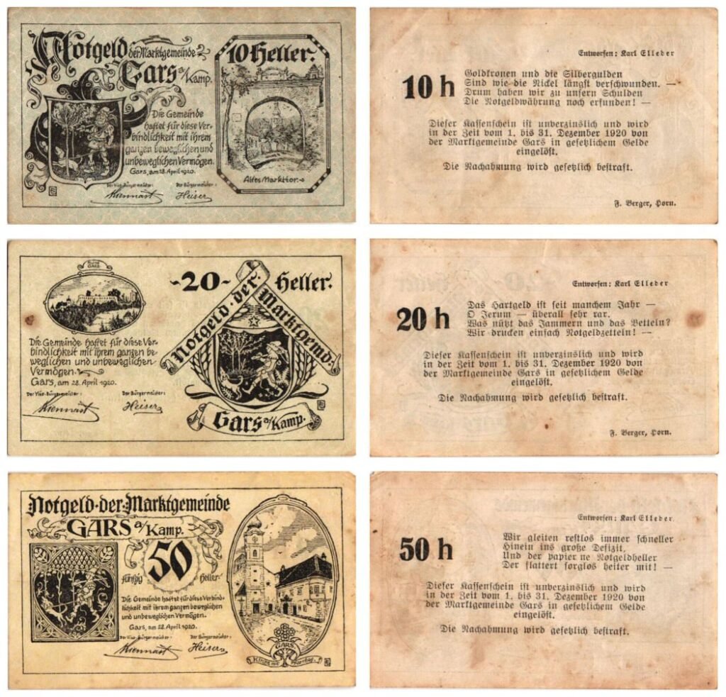 AUSTRIA Gars am Kamp 1920 local banknotes lot / Notgeld / 3 pcs. VF