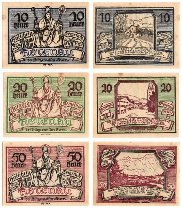 AUSTRIA Abtenau 1920 local banknotes lot / Notgeld / 3 pcs. VF+