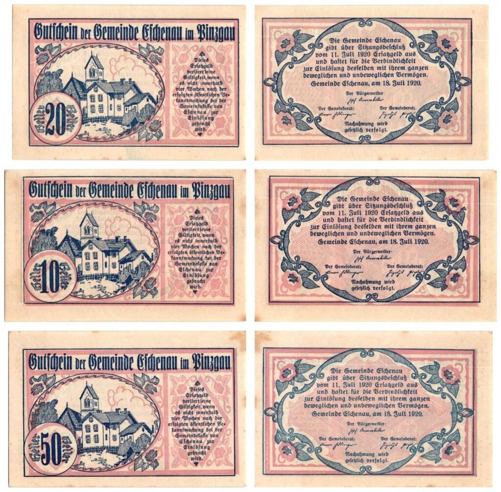 AUSTRIA Eschenau (Salzburg) 1920 local banknotes lot / Notgeld / 3 pcs. VF