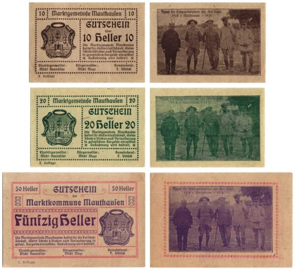 AUSTRIA Mauthausen 1920 local banknotes lot / Notgeld / 3 pcs. XF