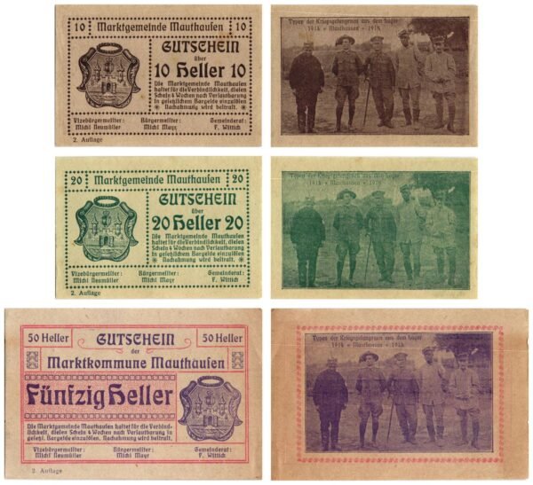 AUSTRIA Mauthausen 1920 local banknotes lot / Notgeld / 3 pcs. XF