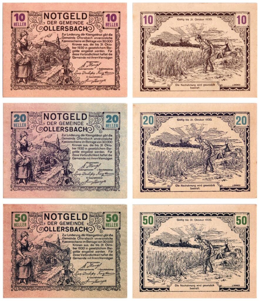 AUSTRIA Ollersbach 1920 local banknotes lot / Notgeld / 3 pcs. UNC