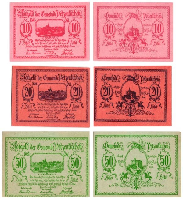 AUSTRIA Petzenkirchen 1920 local banknotes lot / Notgeld / 3 pcs. UNC