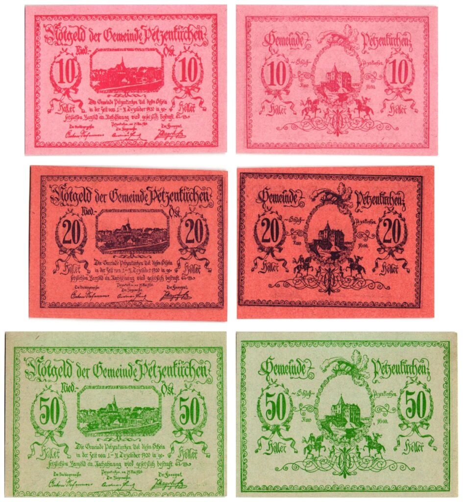 AUSTRIA Petzenkirchen 1920 local banknotes lot / Notgeld / 3 pcs. UNC