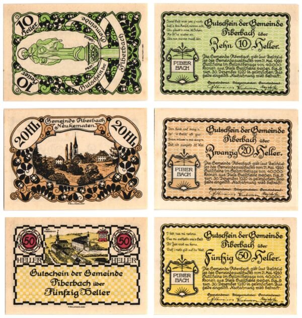 AUSTRIA Piberbach 1920 local banknotes lot / Notgeld / 3 pcs. UNC