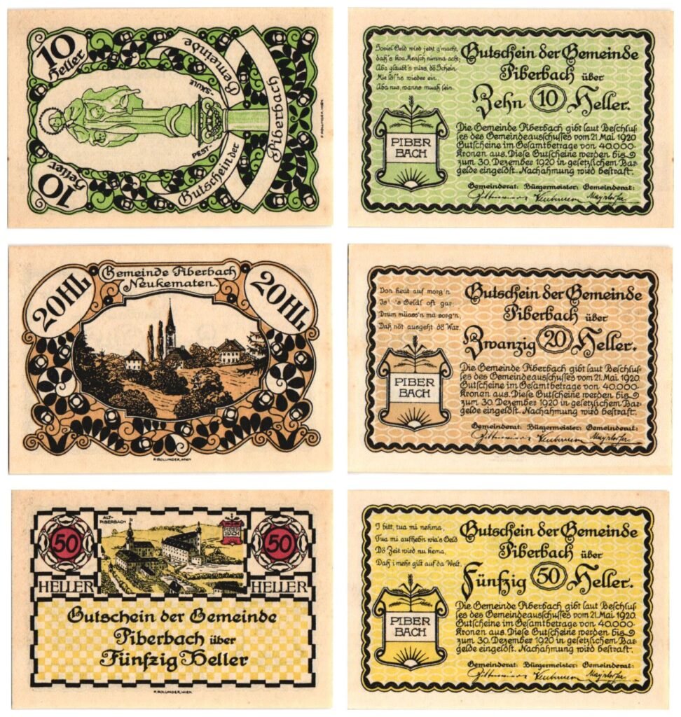 AUSTRIA Piberbach 1920 local banknotes lot / Notgeld / 3 pcs. UNC