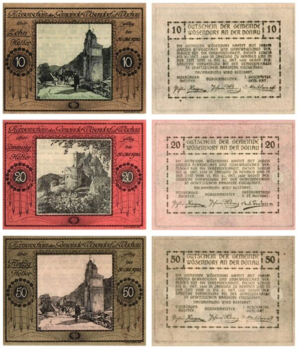 AUSTRIA Wösendorf an der Donau 1920 local banknotes lot / Notgeld / 3 pcs. UNC