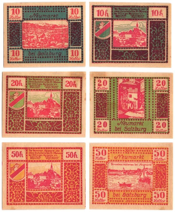 AUSTRIA Neumarkt bei Salzburg 1920 local banknotes lot / Notgeld / 3 pcs. UNC-
