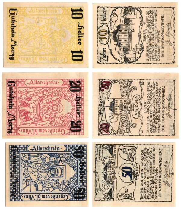 AUSTRIA Morzg 1920 local banknotes lot / Notgeld / 3 pcs. UNC-