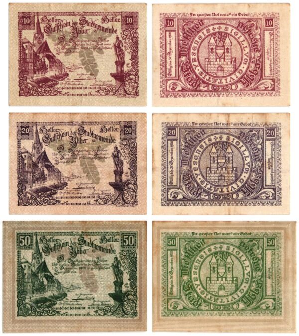 AUSTRIA Ybbs an der Donau 1920 local banknotes lot / Notgeld / 3 pcs. VF