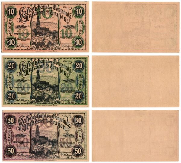 AUSTRIA Nussdorf a. d. Traisen 1920 local banknotes lot / Notgeld / 3 pcs. UNC-