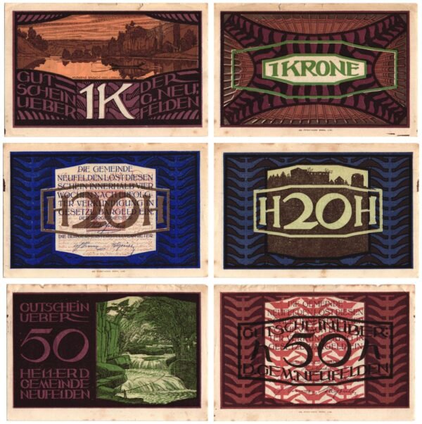 AUSTRIA Neufelden 1920 local banknotes lot / Notgeld / 3 pcs. VF