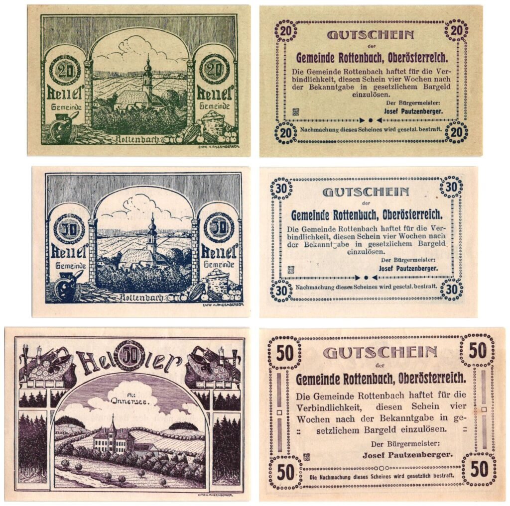 AUSTRIA Rottenbach 1920 local banknotes lot / Notgeld / 3 pcs. UNC