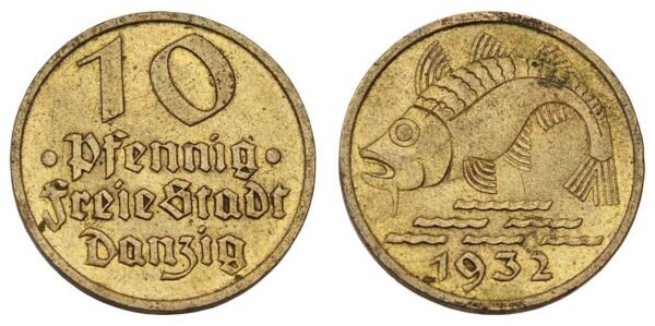 DANZIG 10 pfennig 1932 VF+