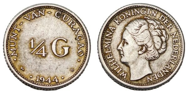CURACAO 1/4 gulden 1944 / Silver / VF