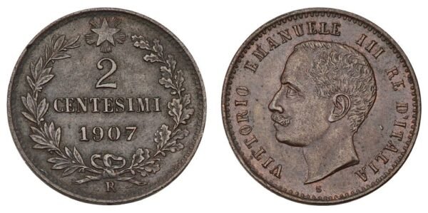 ITALY 2 centesimi 1907 XF