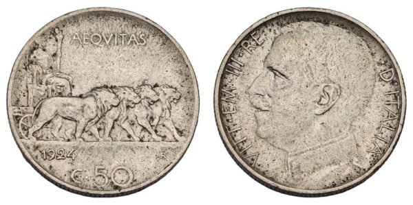 ITALY 50 centesimi 1924 VF