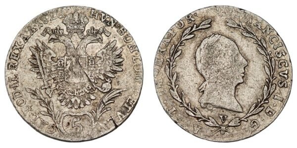 AUSTRIA 5 kreuzer 1820 / Silver / VF-