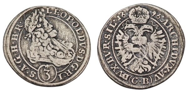 AUSTRIA 3 kreuzer 1696 / Silver / VF